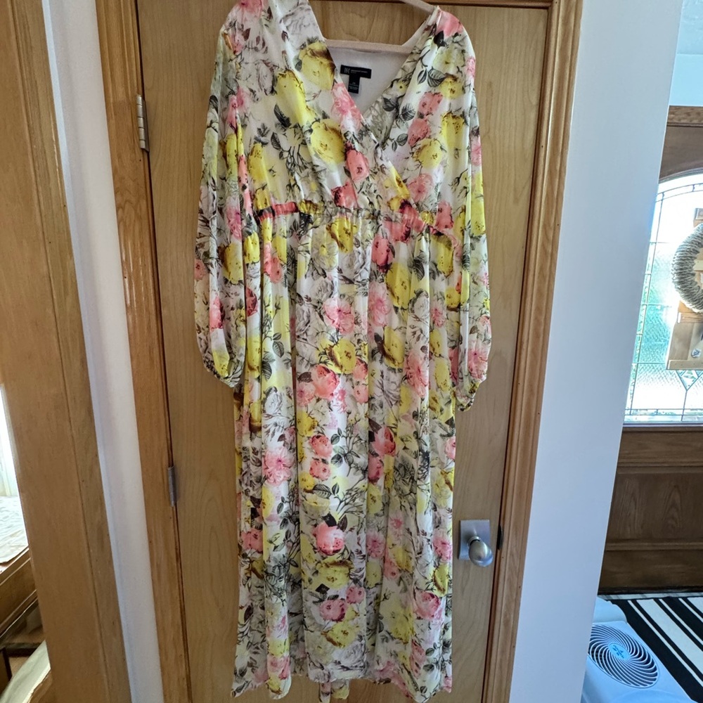 INC International Concepts Floral Maxi Dress - Yellow, Pink, and White